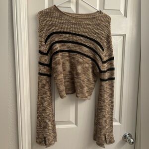 Vintage fall brown tan sweater with bell sleeves